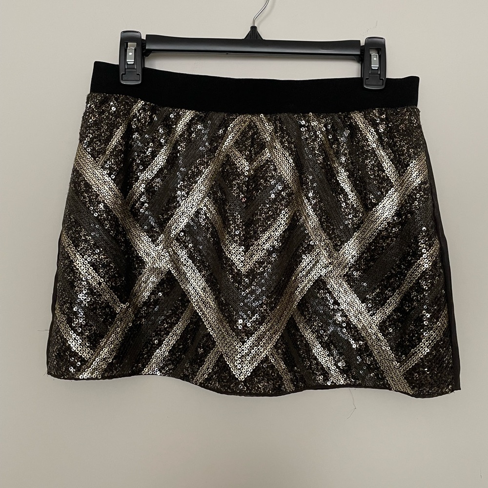 Authentic Icon Black and Silver Sequin Mini Skirt Size Small